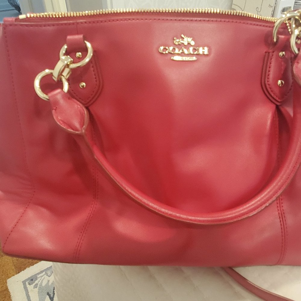 Red leather COACH bag